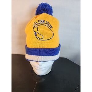 Mitchell and Ness NBA Golden State Warriors Yellow/ Blue/white Beanie